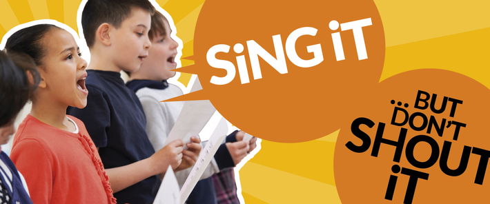 children singing in a line