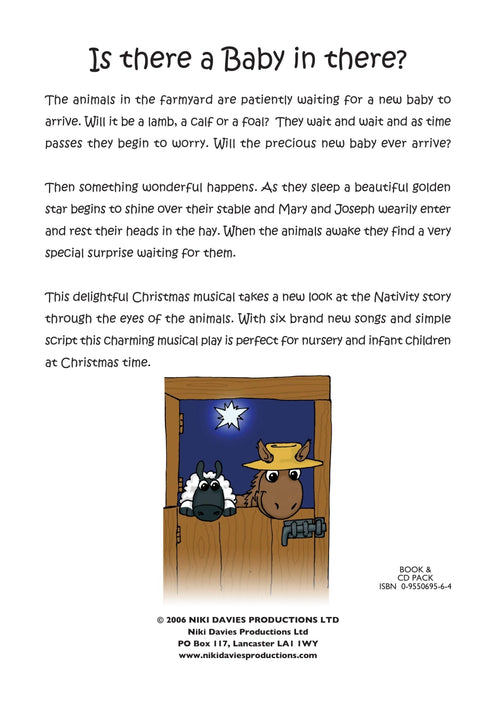 Is There A Baby In There - nativity back cover displaying text describing the nativity plot