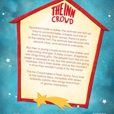 The Inn Crowd - nativity back cover displaying text describing plot