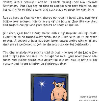 The Lucky Owl Back Cover - nativity back cover with text describing plot